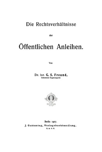 Die Rechtsverhältnisse der Öffentlichen Anleihen