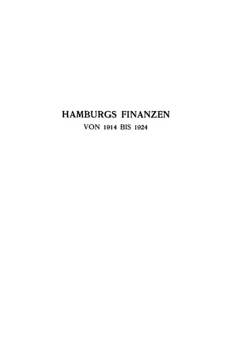 Hamburgs Finanzen von 1914 bis 1924