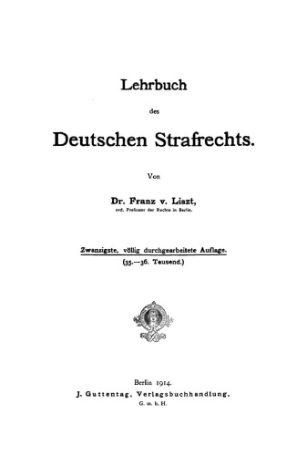 Lehrbuch des deutschen Strafrechts