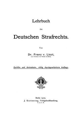 Lehrbuch des deutschen Strafrechts