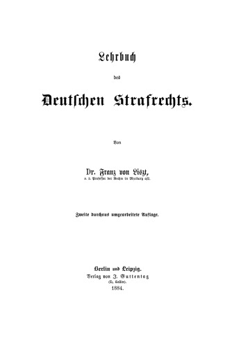 Lehrbuch des deutschen Strafrechts