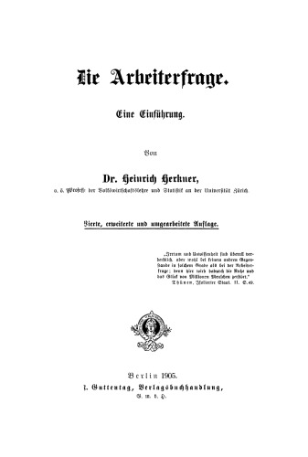 Die Arbeiterfrage. Eine Einführung