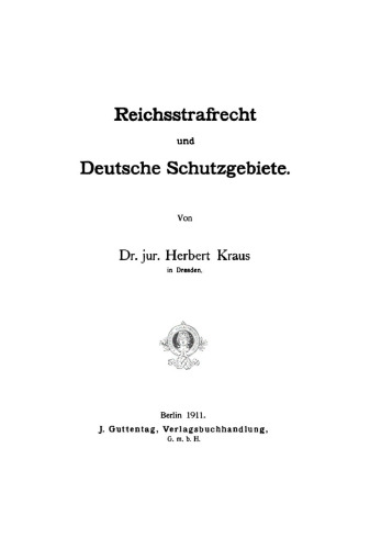 Reichsstrafrecht und deutsche Schutzgebiete