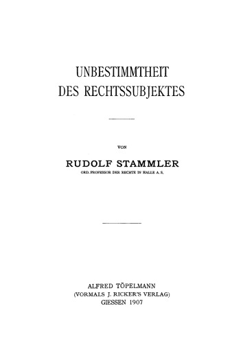 Unbestimmtheit des Rechtssubjektes