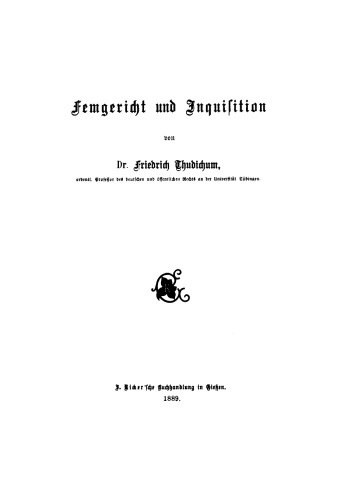 Femgericht und Inquisition