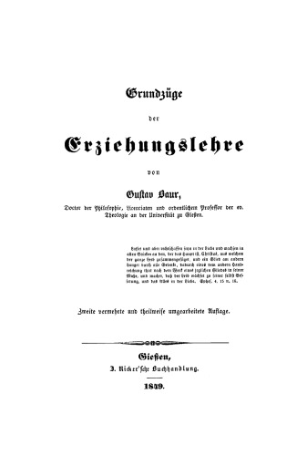 Grundzüge der Erziehungslehre