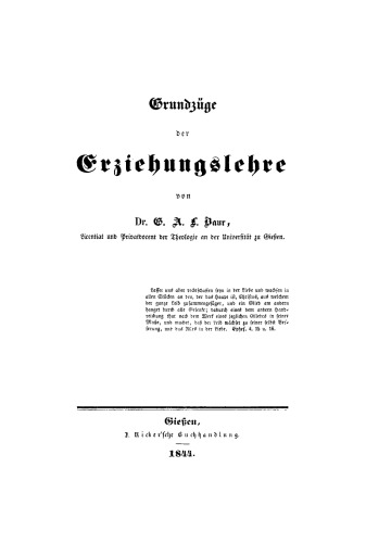 Grundzüge der Erziehungslehre