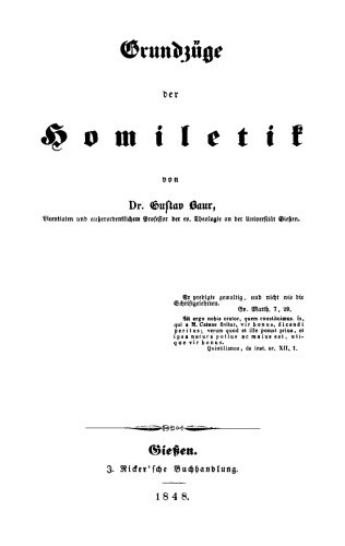 Grundzüge der Homiletik
