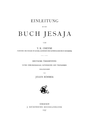 Einleitung in das Buch Jesaja: Deutsche Übersetzung unter durchgängiger Mitwirkung des Verfassers
