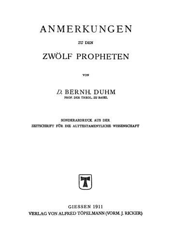 Anmerkungen zu den zwölf Propheten