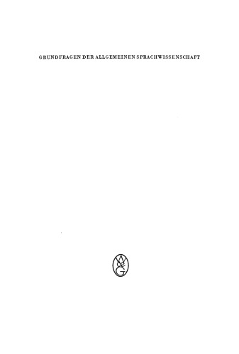 Grundfragen der allgemeinen Sprachwissenschaft