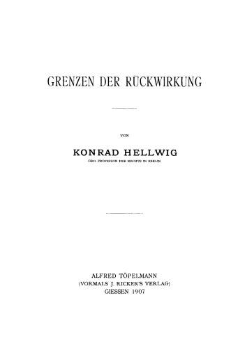Grenzen der Rückwirkung