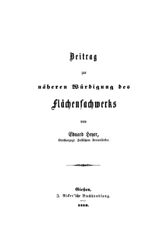 Beitrag zur näheren Würdigung des Flächenfachwerks