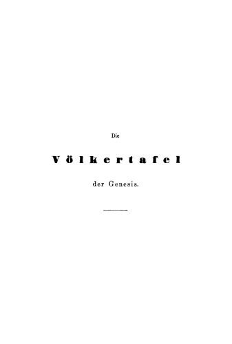 Die Völkertafel der Genesis: Ethnographische Untersuchungen
