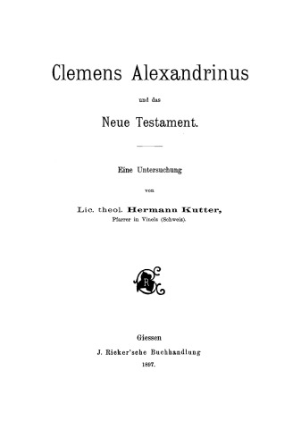 Clemens Alexandrinus und das Neue Testament