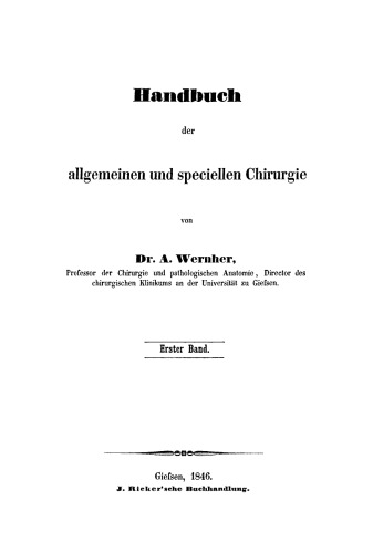 Handbuch der allgemeinen und speciellen Chirurgie: Band 1, Abt. 1