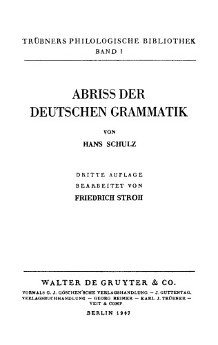 Abriss der deutschen Grammatik