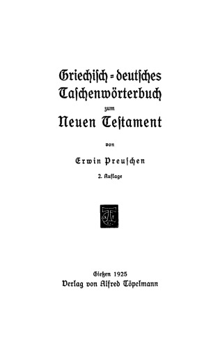 Griechisch-deutsches Taschenwörterbuch zum Neuen Testament