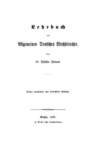 Lehrbuch des allgemeinen deutschen Wechselrechts