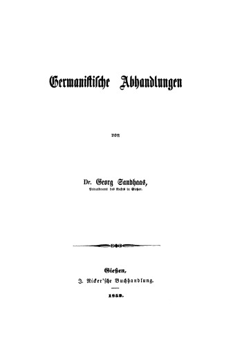 Germanistische Abhandlungen