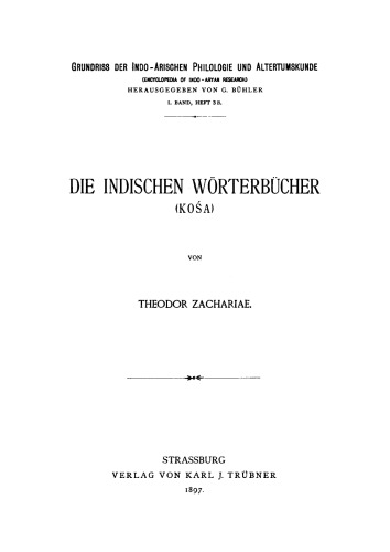 Die indischen Wörterbücher: (Kosa)