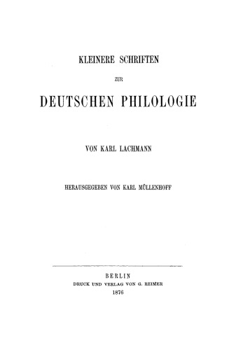 Kleinere Schriften: Band 1