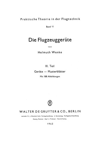 Die Flugzeuggeräte: Teil 3 Geräte-Musterblätter
