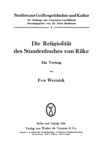 Die Religiosität des Stundenbuches von Rilke: Ein Vortrag
