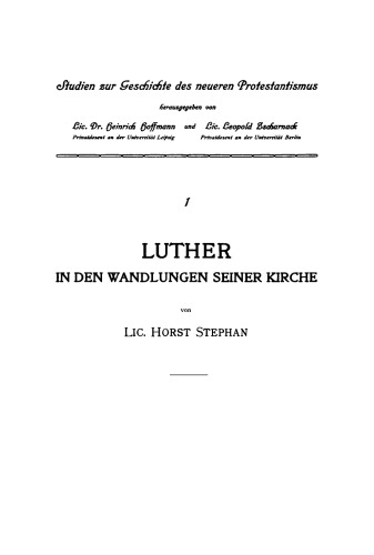 Luther in den Wandlungen seiner Kirche
