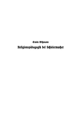 Religionspädagogik bei Schleiermacher