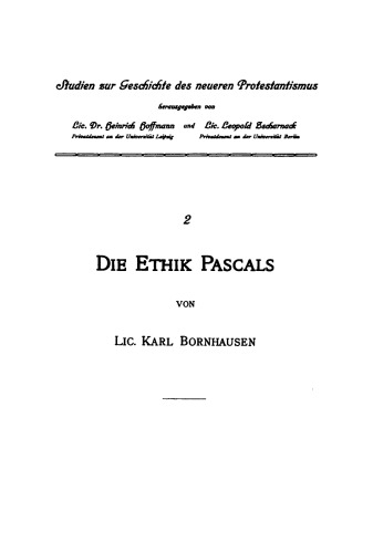 Die Ethik Pascals