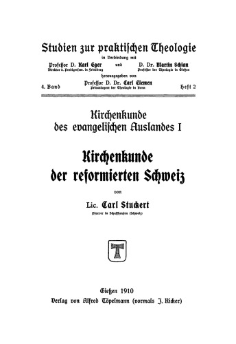 Kirchenkunde der reformierten Schweiz