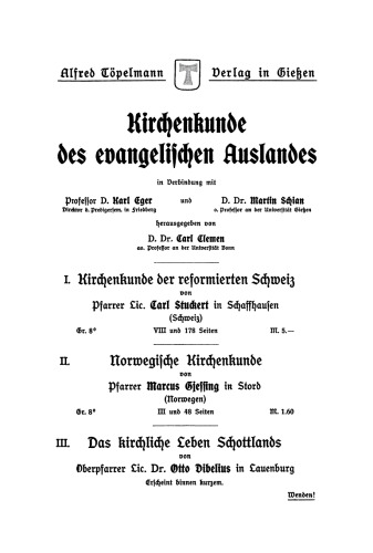 Das kirchliche Leben Schottlands