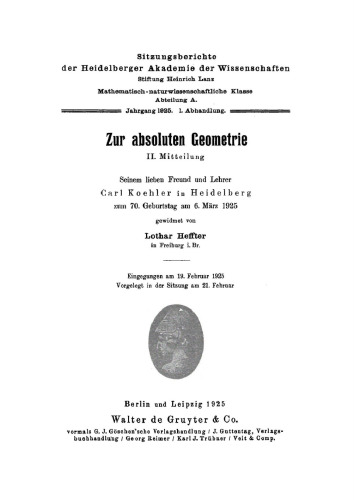 Zur absoluten Geometrie, Mitteilung 2