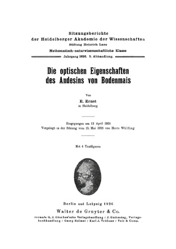 Die optischen Eigenschaften des Andesins von Bodenmais