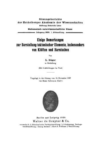 Einige Bemerkungen zur Darstellung tektonischer Elemente, insbesonders von Klüften und Harnischen