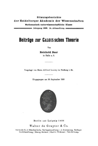 Beiträge zur Galoisschen Theorie