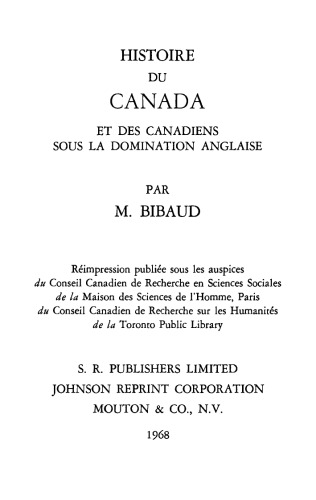 Histoire du Canada et des Canadiens sous la domination anglaise