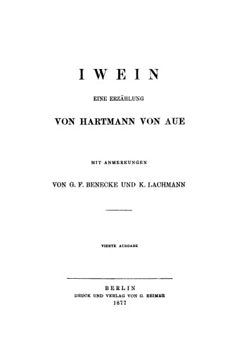Iwein: Eine Erzählung