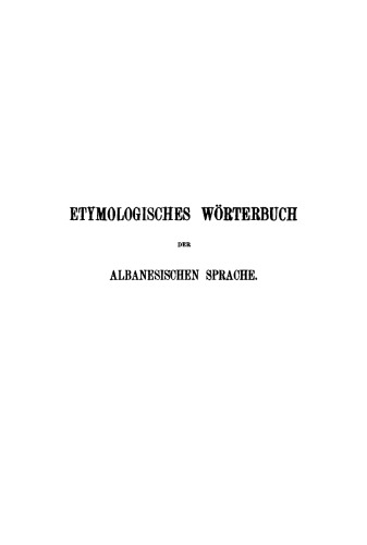Etymologisches Wörterbuch der albanesischen Sprache