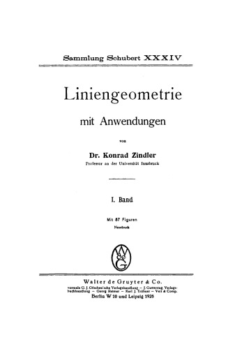 Liniengeometrie mit Anwendungen
