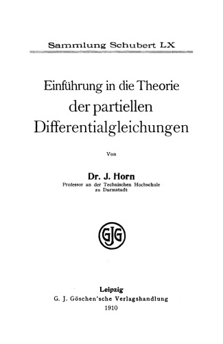 Einführung in die Theorie der partiellen Differentialgleichungen