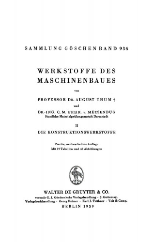 Werkstoffe des Maschinenbaues: Teil 2 Die Konstruktionswerkstoffe