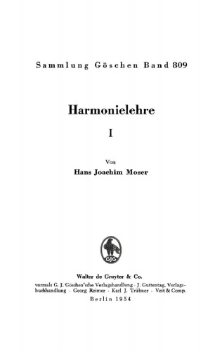 Harmonielehre: Teil 1