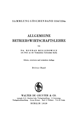 Allgemeine Betriebswirtschaftslehre: Band 3