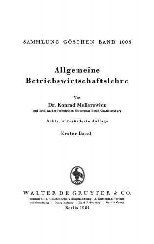 Allgemeine Betriebswirtschaftslehre: Band 1