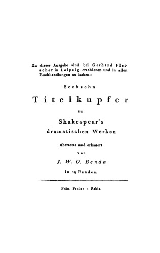 Shakespear’s dramatische Werke: Band 19 Othello, der Mohr von Venedig. Ueber Shakespear