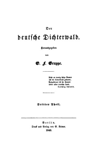 Der deutsche Dichterwald: Teil 3