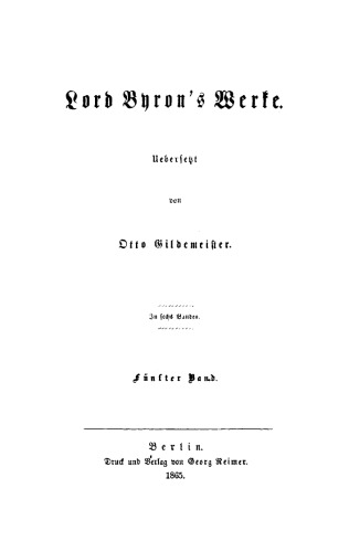 Lord Byron’s Werke: Band 5
