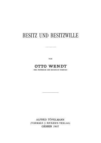 Besitz und Besitzwille
